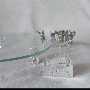 Elegance Mice N'Cheese glass plate silver plated set